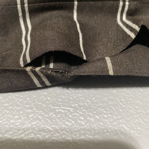 ANN TAYLOR Trouser Striped Low Rise Flare Linen Blend Lined Pants Womens 4 Black - Picture 4 of 9